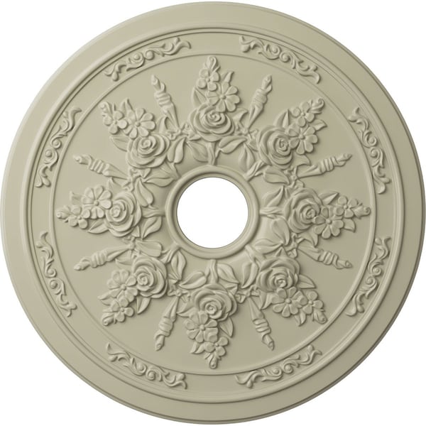 Ekena Millwork Rose and Ribbon Ceiling Medallion (Fits Canopies up to 4"), 23 5/8"OD x 4"ID x 1 1/2"P, Clear Yellow CM23ROCYF - main